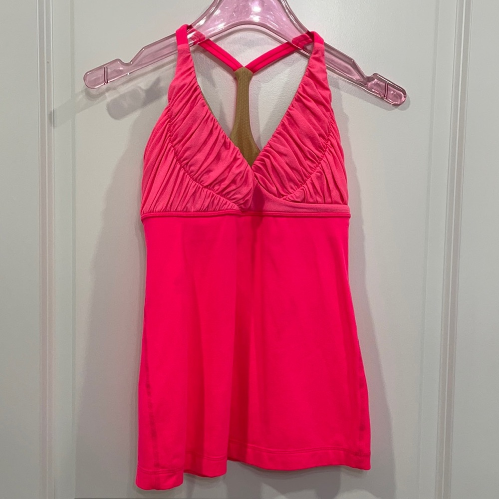 Lululemon Ruched Racerback Tank Neon Coral/Pink